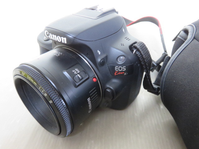 303☆Canon キヤノン EOS Kiss X7 EF 50mm 1.8 起動品 ジャンク扱