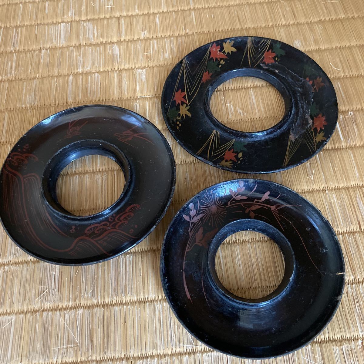 《隔世遺伝》浄法寺天目台3客（江戸）漆器 根来 古民具 古木工