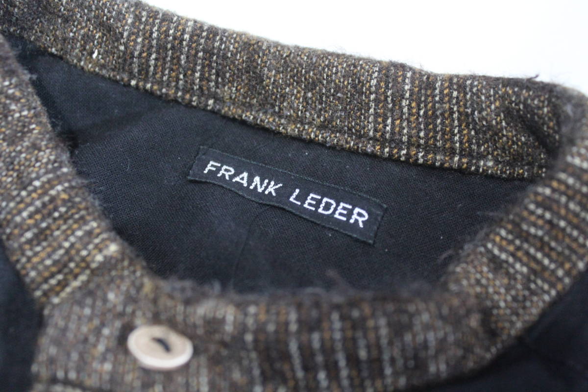 中古 フランクリーダー FRANK LEDER ノーカラー ウールパイピング シャツ ブラック メンズ_画像3