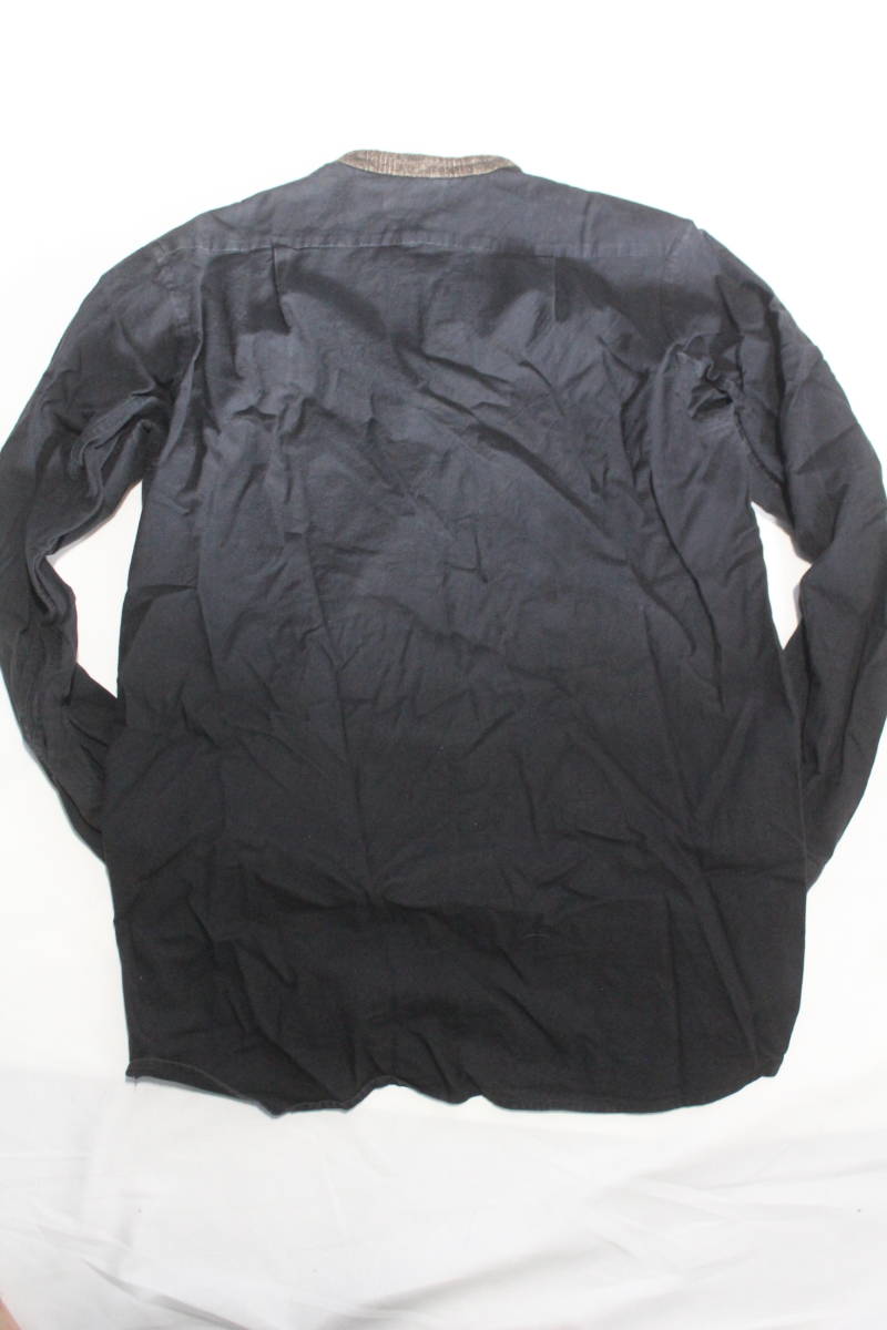 中古 フランクリーダー FRANK LEDER ノーカラー ウールパイピング シャツ ブラック メンズ_画像2