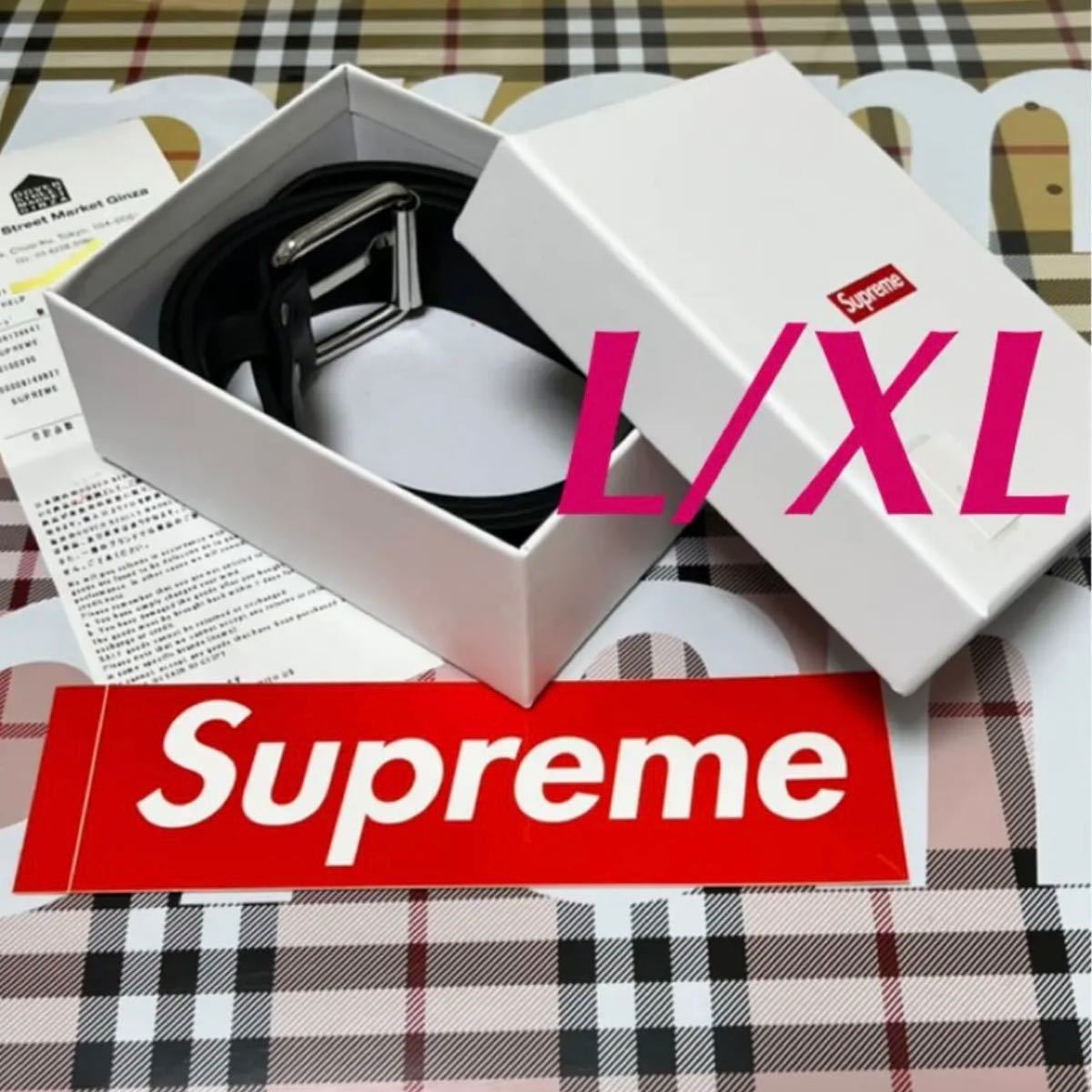 ブラックL/XL】Supreme Repeat Leather Belt シュプリーム レザー