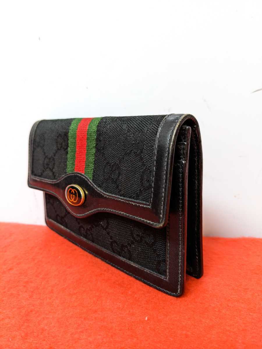 美品 極希少！Gucci シェリーライン ビンテージミニ財布 ウォレットブラック