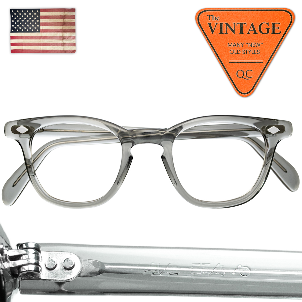 美品デッド未使用 1950's アメリカンオプティカル アーネルシェイプ 44-22 USA ヴィンテージ American Optical 眼鏡 ウェリントン グレー