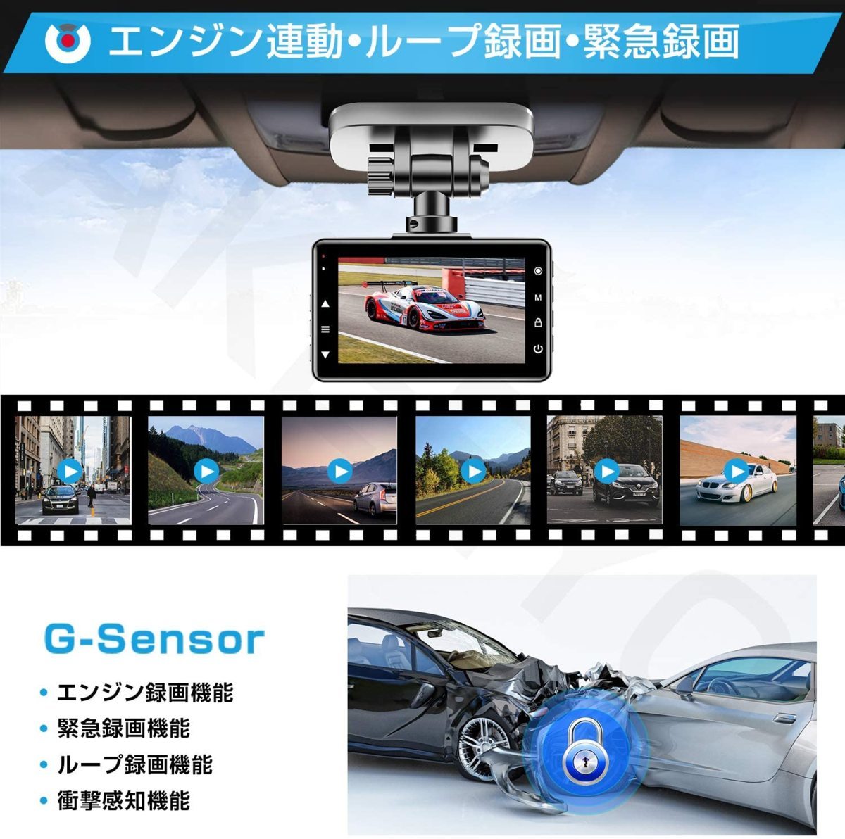 [新品/送料無料] 【2021年最新・1440P高画質・スーパーキャパシタ搭載】AKEEYO ドライブレコーダー 前後カメラ 32GBカード/日本語説明書付_画像4