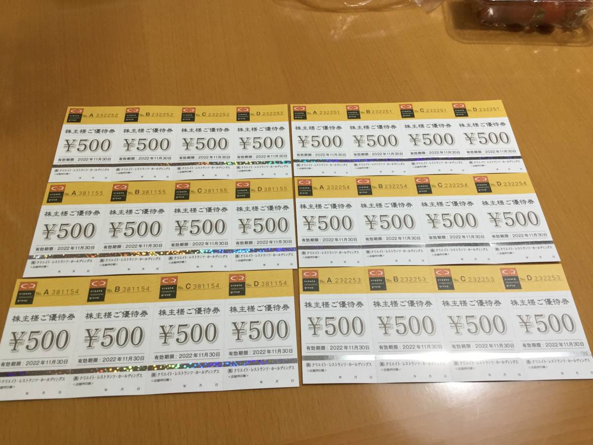 送料無料】最新 クリエイト・レストランツ 株主優待券 12000円分 2022