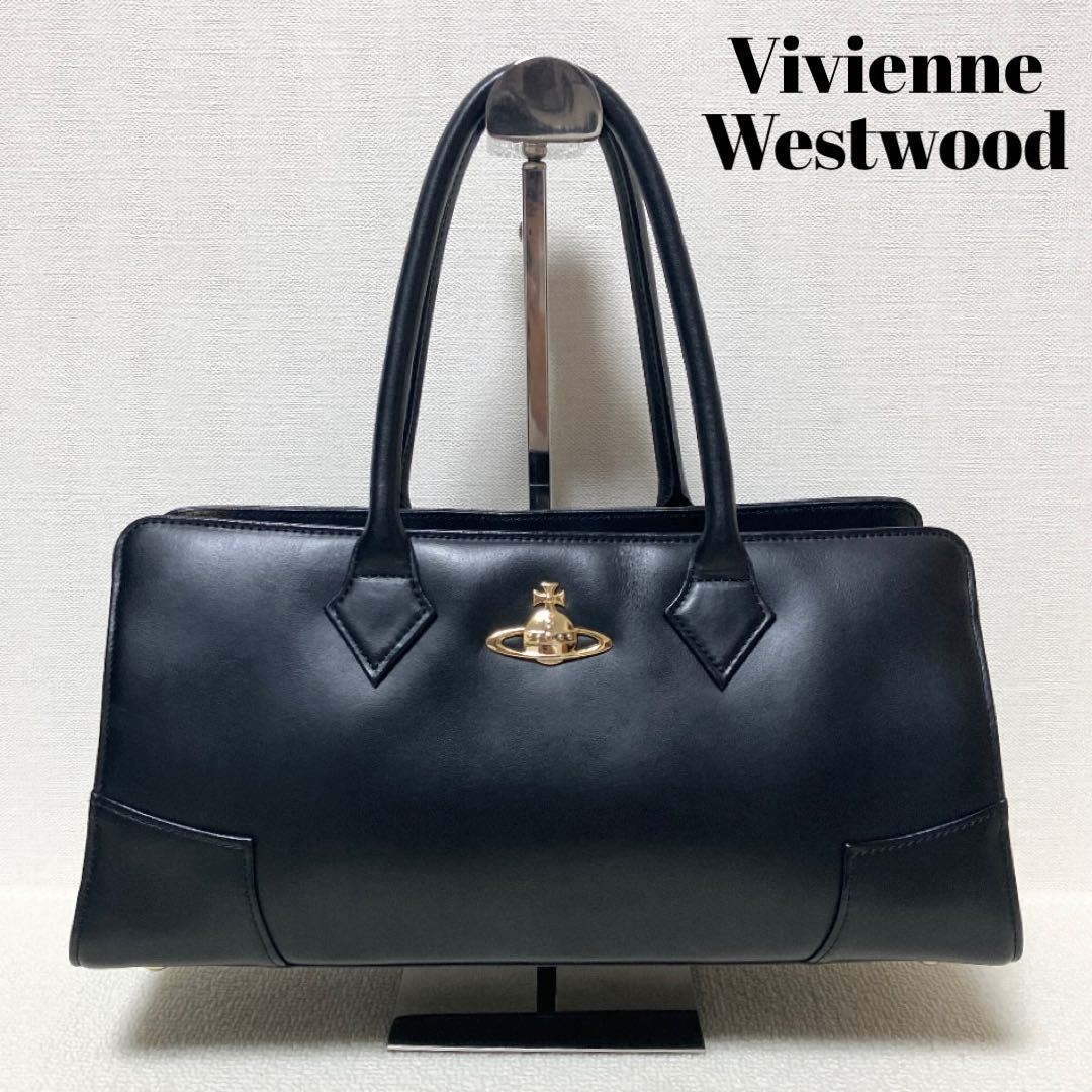 美品 廃盤 レア Vivienne Westwood ヴィヴィアンウエストウッド ハンドバッグ ブラック 黒 レザー オーブ