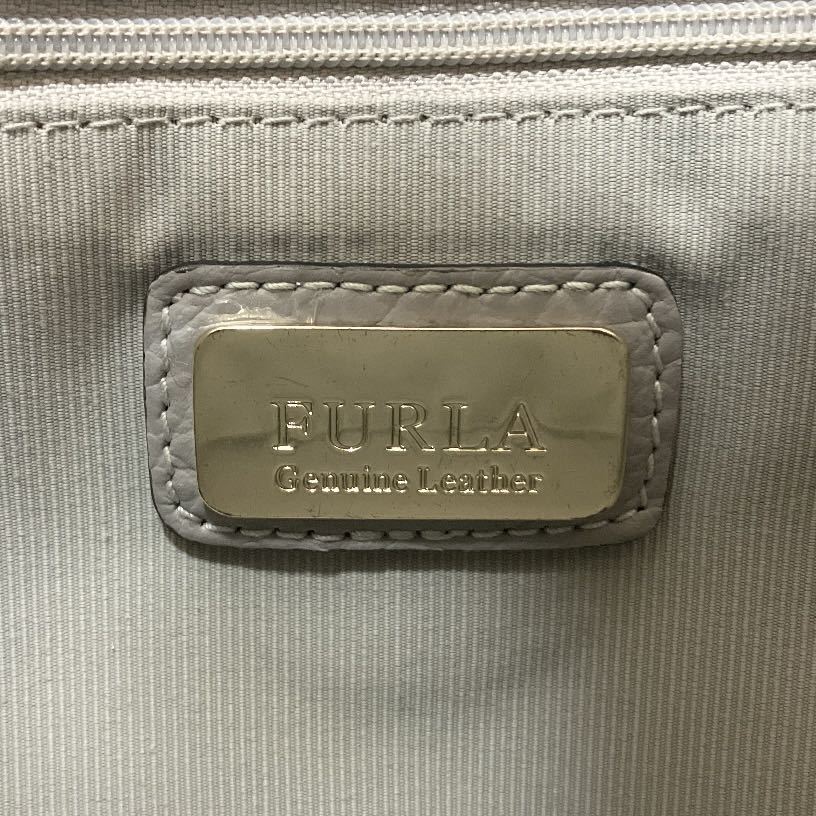 美品 FURLA フルラ 2way ショルダーバッグ ハンド バイカラー グレー