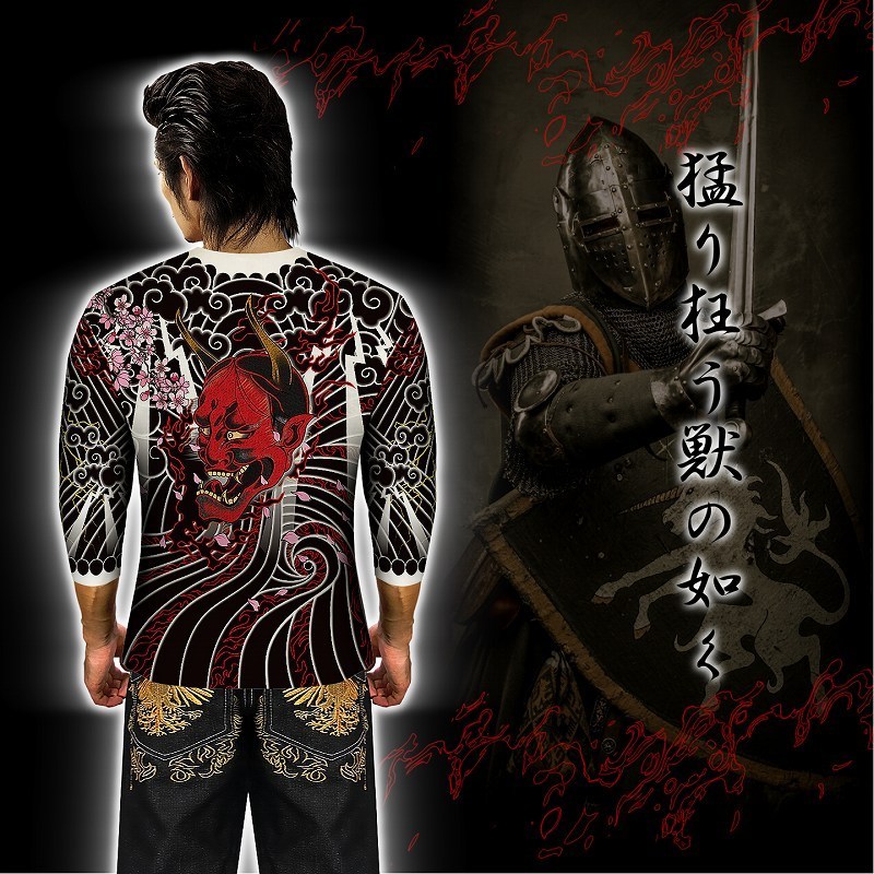 鯉口シャツ 和柄 和彫り 般若柄 刺青 ヤクザ ヤンキー オラオラ 鯉口シャツ 和柄 和彫り 般若柄 刺青 ヤクザ ヤンキー オラオラ