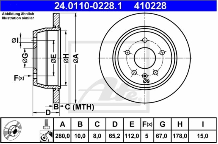 訳あり ATE ディスクローター リア メルセデスベンツ Vクラス W638 左右2枚セット 6384230112 A410228_画像2