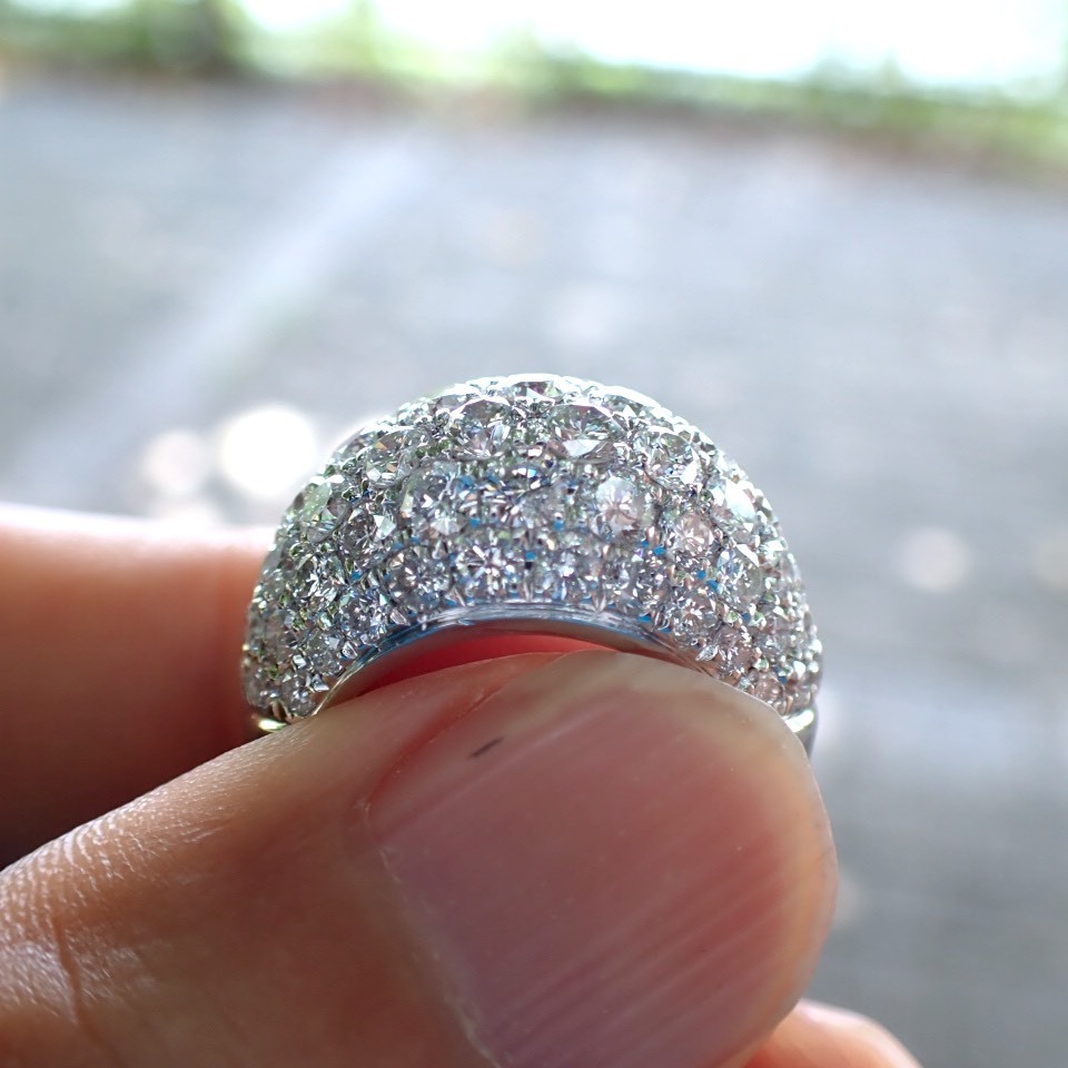 F2455 ハニカム 美しい天然大粒ダイヤモンド５．００ct 最高級Pt900無垢セレブリティリング サイズ11.5号 重量13.38g 縦幅13.74mm