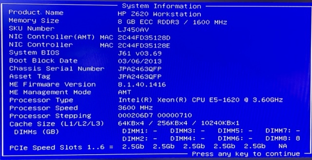 1087// HP Z620 Workstation Xeon E5-1620 3.60GHz メモリ8GB グラフィックボード搭載_画像2