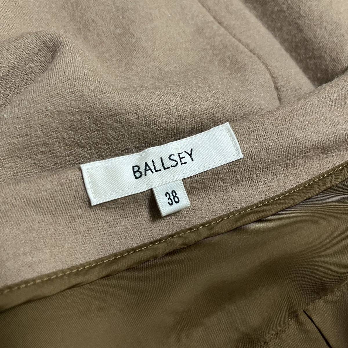 【即納】 BALLSEY ボールジィ Vネック ウールワンピース キャメル 38