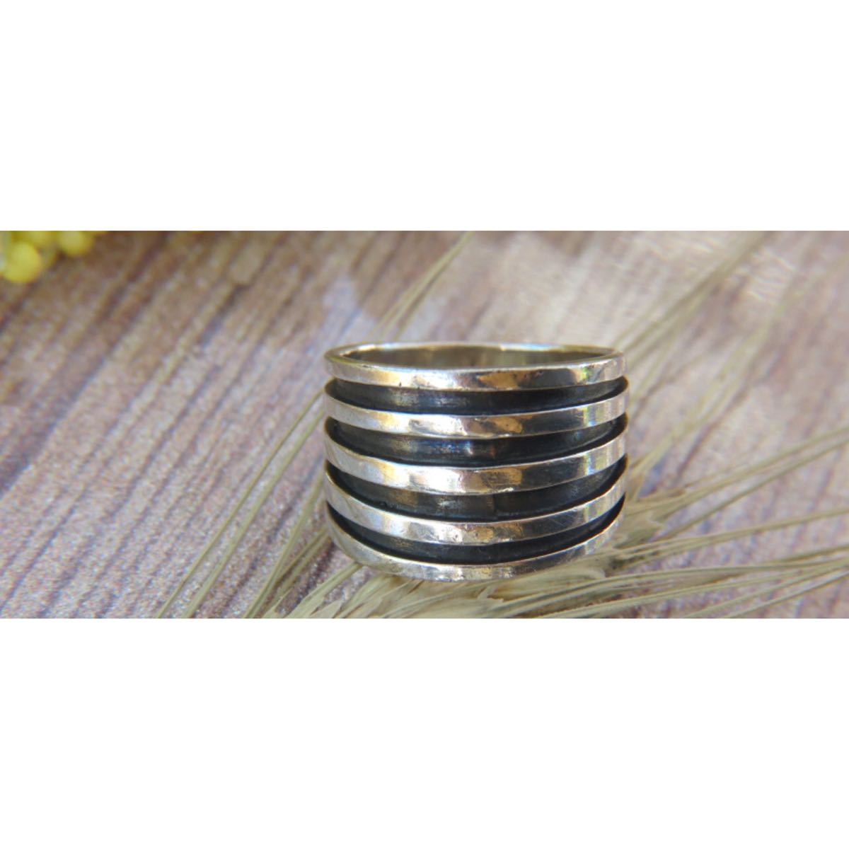 超希少!VINTAGE 1960’s STERLING SILVER CIGAR BAND RING RING MADE IN USAビンテージシガーシルバーバンドリング11.5号_画像2