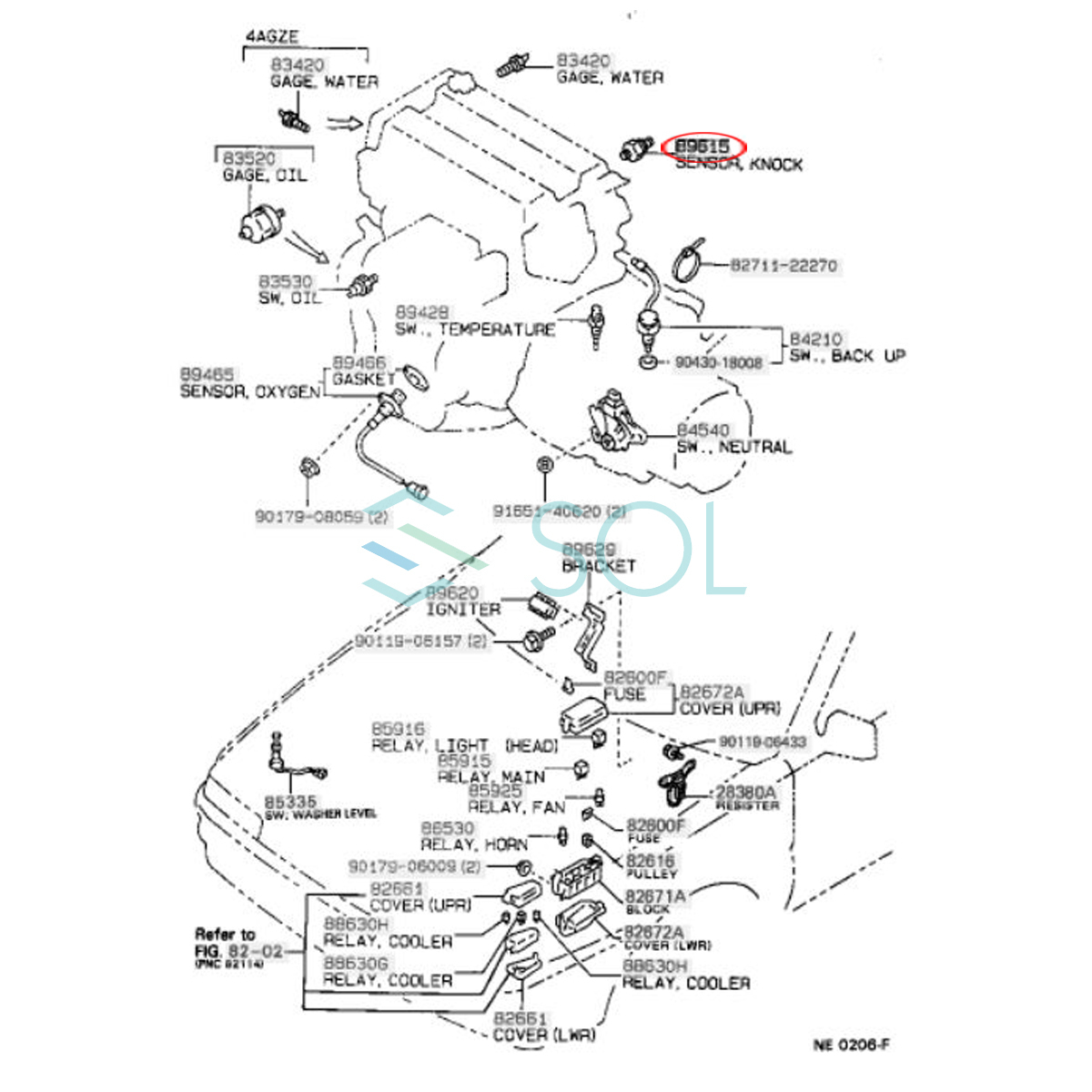 トヨタ アリスト(JZS160) マーク2(MCV20W MCV21W MCV25W) アバロン(MCX10) セルシオ(UCF20 UCF21) ノックセンサー 左右共通_画像3