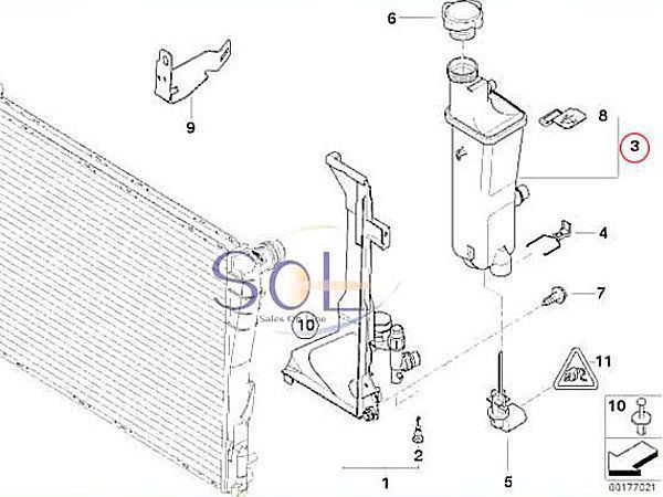 BMW E46 E83 X3 E53 X5 ラジエーター エクスパンションタンク リザーバータンク 318i 320i 323i 325i 328i 330i 2.5i 3.0i 17117573781_画像2