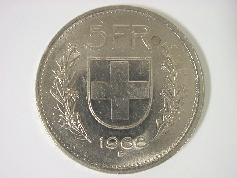 スイス連邦 5France 5フラン 硬貨・コイン 167の画像2