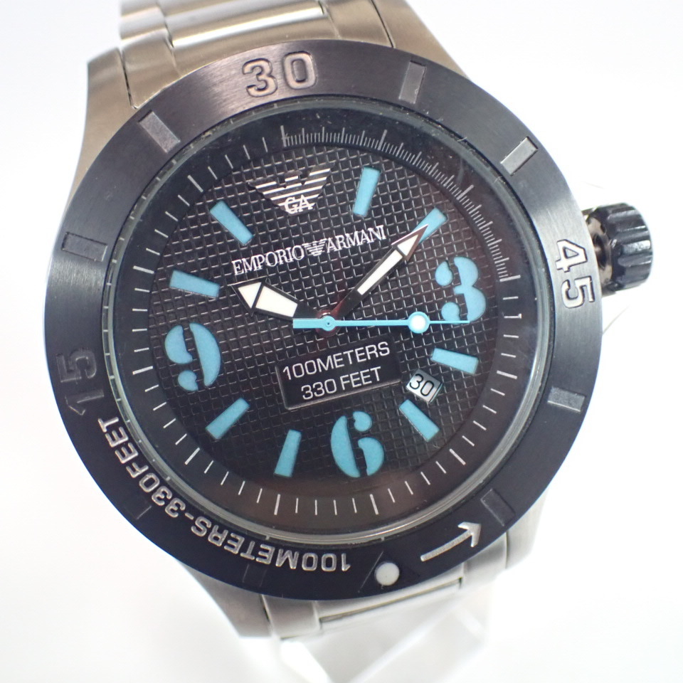 EMPORIO ARMANI　エンポリオアルマーニ　腕時計　メンズ　AR0630　ブラックダイアル　ダイバーズ