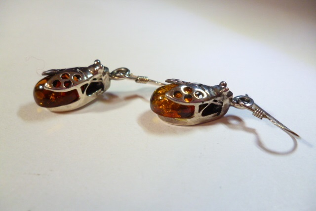 - amber SILVER925 earrings - amber 
