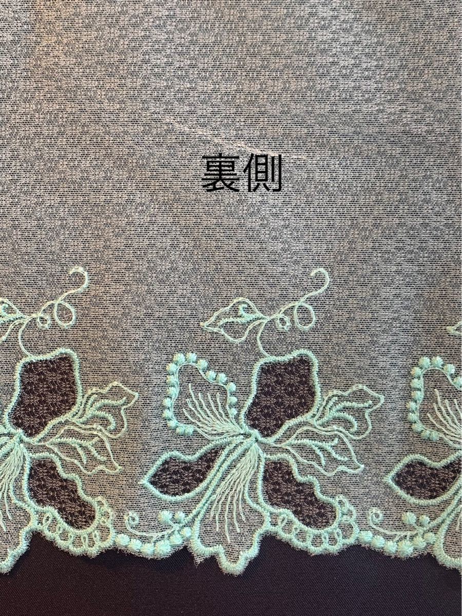 No.906 幅広チュールレース　水色×水色オーロララメ入透かしフラワー　刺繍