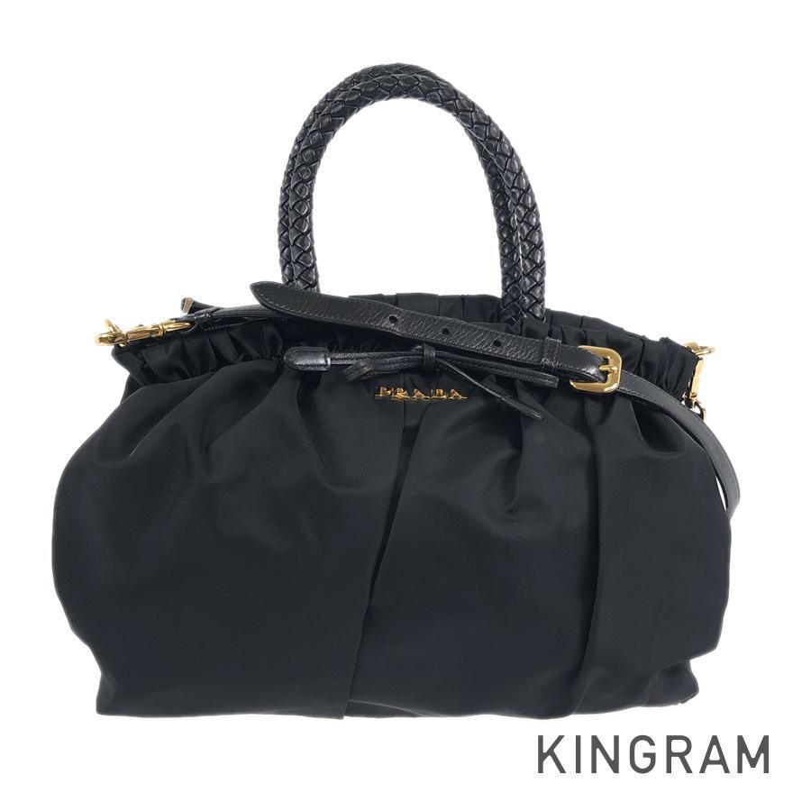 プラダ TESSUTO BOW 2WAY ショルダーバッグ ブラック ゴールド金具