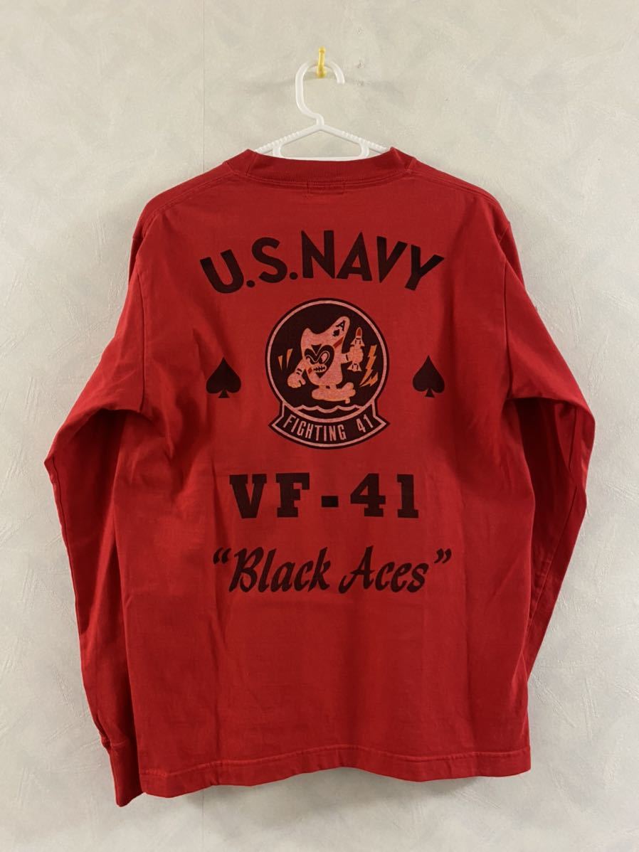 BUZZ RICKSON ロンT サイズS U.S.NAVY VF-41 Black Aces バズリクソン 長袖Tシャツ_画像2