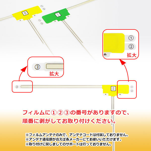 ★メール便 送料無料 L型フィルムアンテナ両面テープ付 ナビ載せ替え 地デジ補修 カロッツェリア AVIC-HRV022　PG11MO64C_画像2