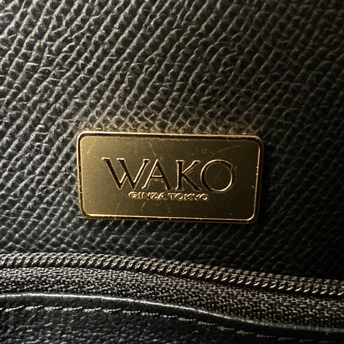 美品 WAKO ワコウ 銀座 和光 フォーマル ダークネイビー サフィアーノ レザー ゴールド金具 ハンドバッグ トートバッグ｜PayPayフリマ