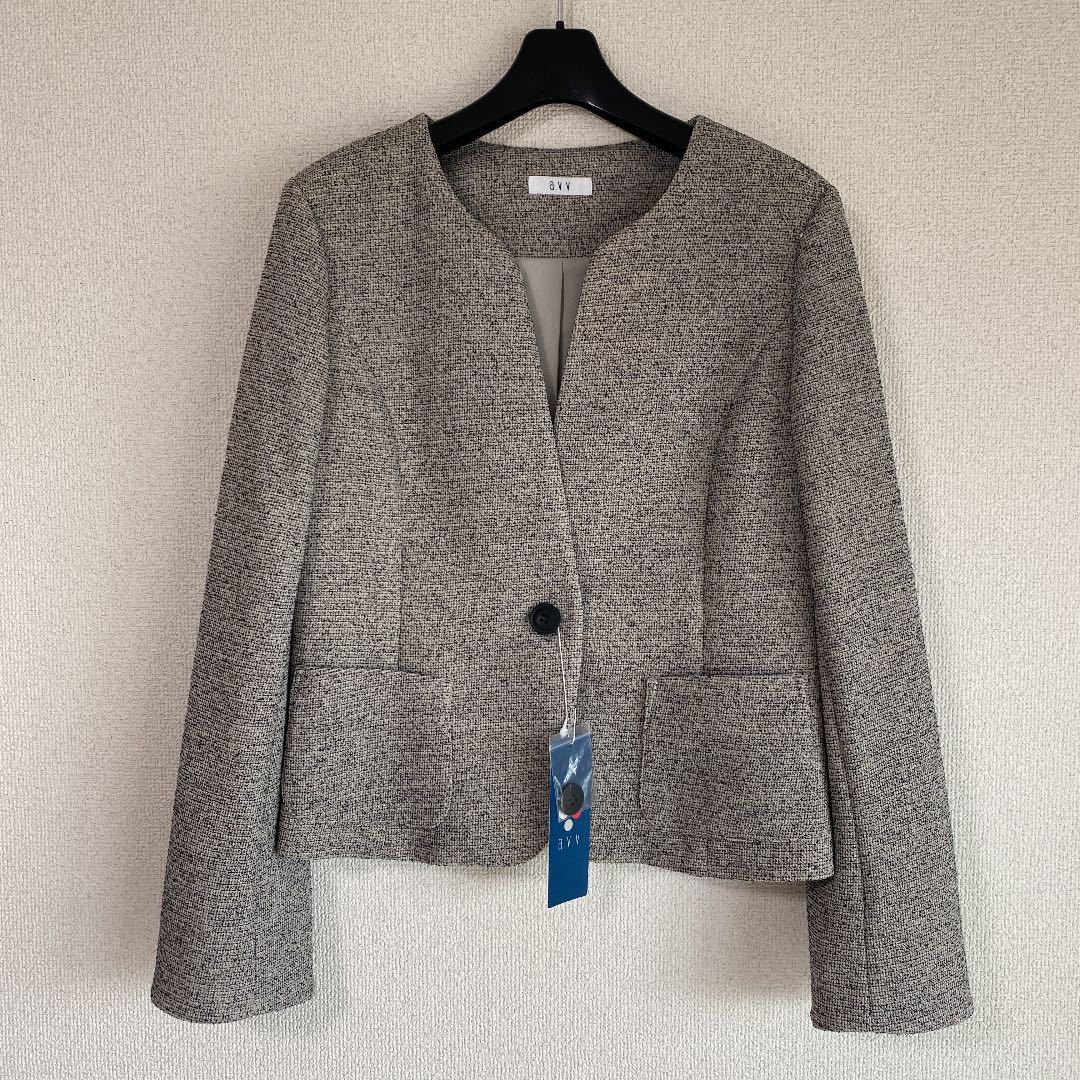 新品】アーヴェヴェ ノーカラー Vカラー ジャケット M OL ビジネスDMW ...