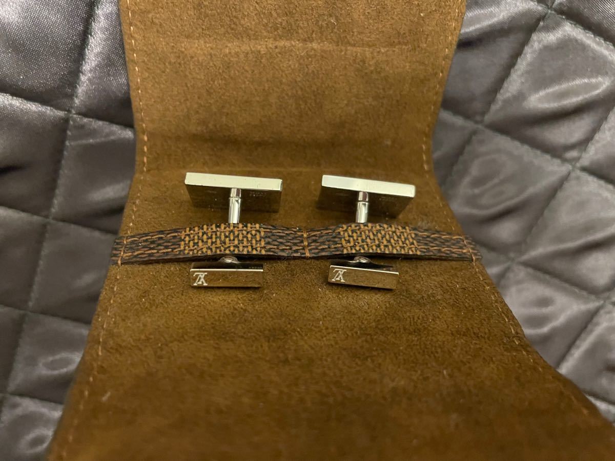 LOUIS VUITTON ルイヴィトン 飛行機 ダミエ ケース カフス シルバー