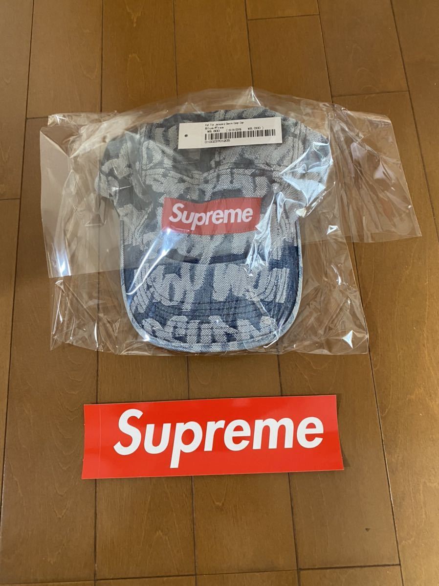 即決 22ss SUPREME Fat Tip Jacquard Denim Camp Cap Blue 国内正規タグ付き シュプリーム ジャガード デニム キャンプ キャップ CAPの画像3