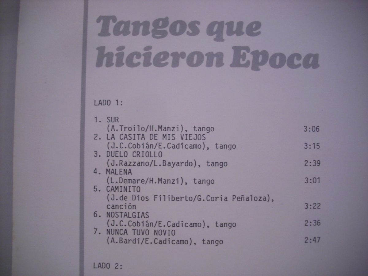 ●アルゼンチン盤 LP EDMUNDO RIVERO / TANGOS QUE HICIERON EPOCA エドムンド・リベロ マリオ・デマルコ タンゴ ◇r40425_画像3