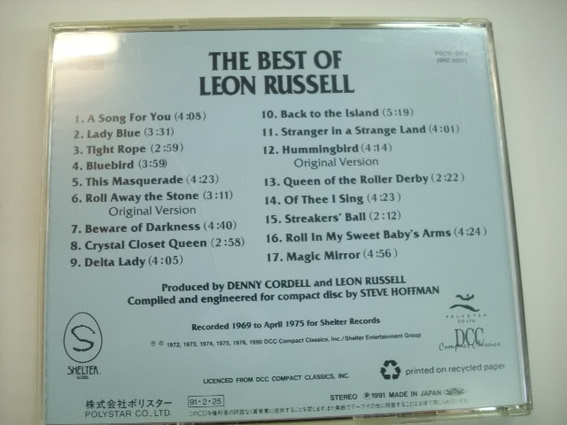 [CD] LEON RUSSELL レオン・ラッセル / THE BEST OF ザ・ベスト・オブ 国内盤 株式会社ポリスター PSCW-5105 ◇r31113_画像2