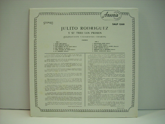 [LP] JULITO RODRIGUEZ Y SU TRIO / VOL.2 / LATIN ラテン BOLERO_画像2