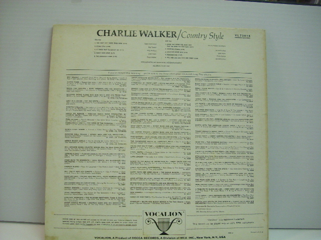 [LP] CHARLIE WALKER / COUNTRY STYLE チャーリー・ウォーカー カントリー・スタイル カントリー_画像2