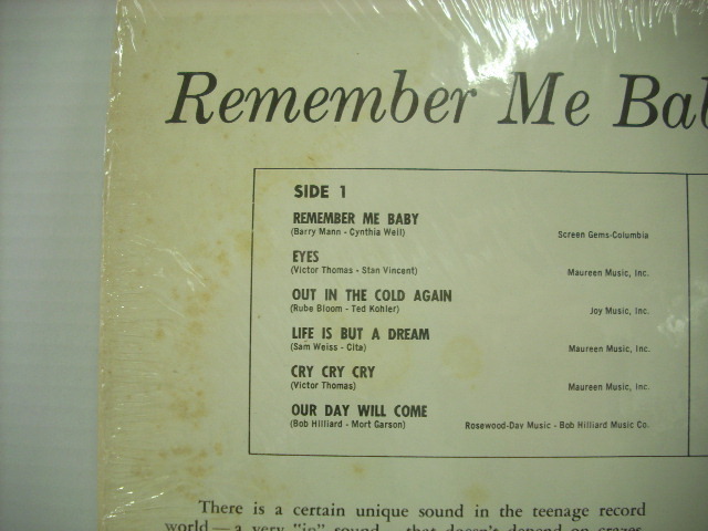 ■LP　THE EARLS / REMEMBER ME BABY アールズ リメンバーミーベイビー LIFE IS BUT A DREAM NEVER REMEMBER THEN ドゥーワップ ◇r40120_画像3