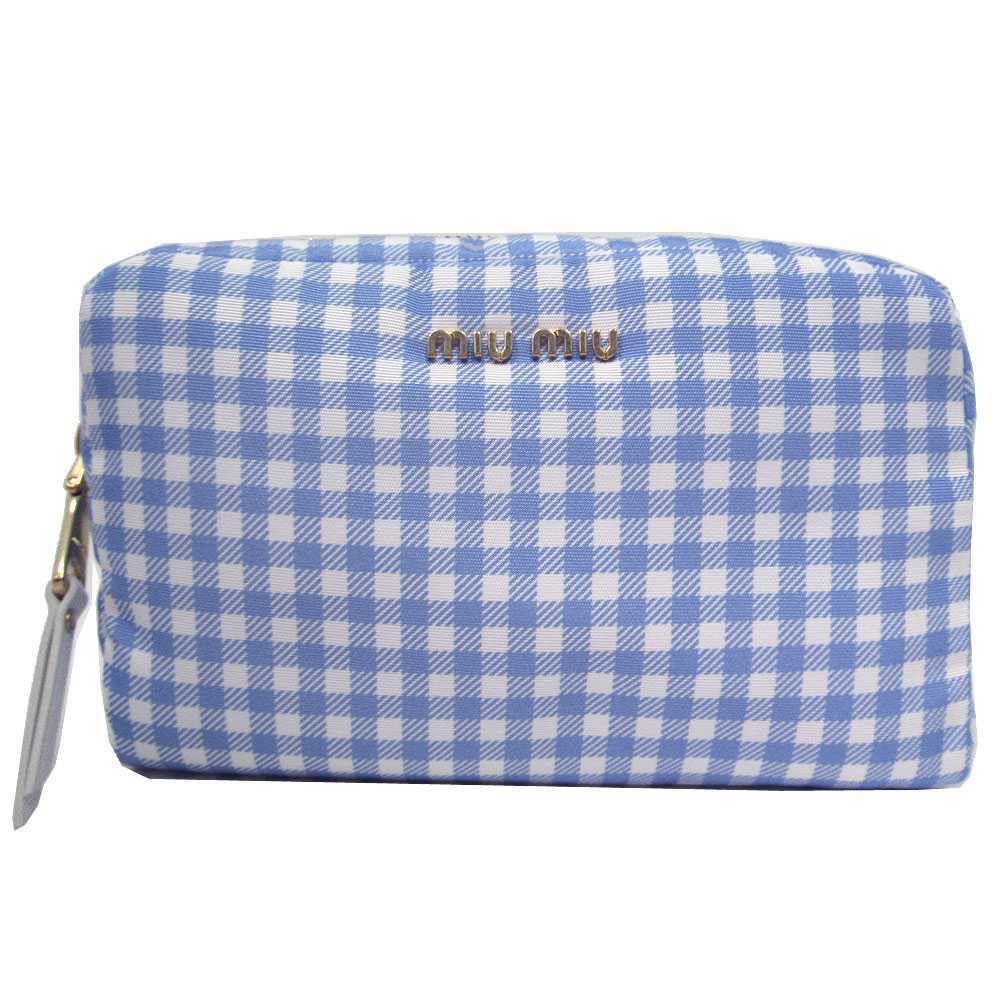ミュウミュウ ポーチ MIU MIU レディース 5ND458 CIELO+BIANCO(ライト