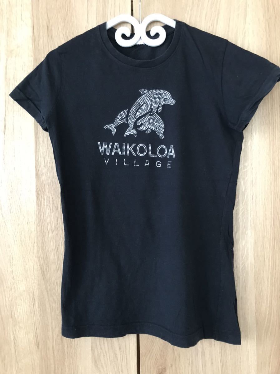 ハワイで購入　WAIKOLOA VILLAGE　半袖Tシャツ　ロング丈　黒_画像1