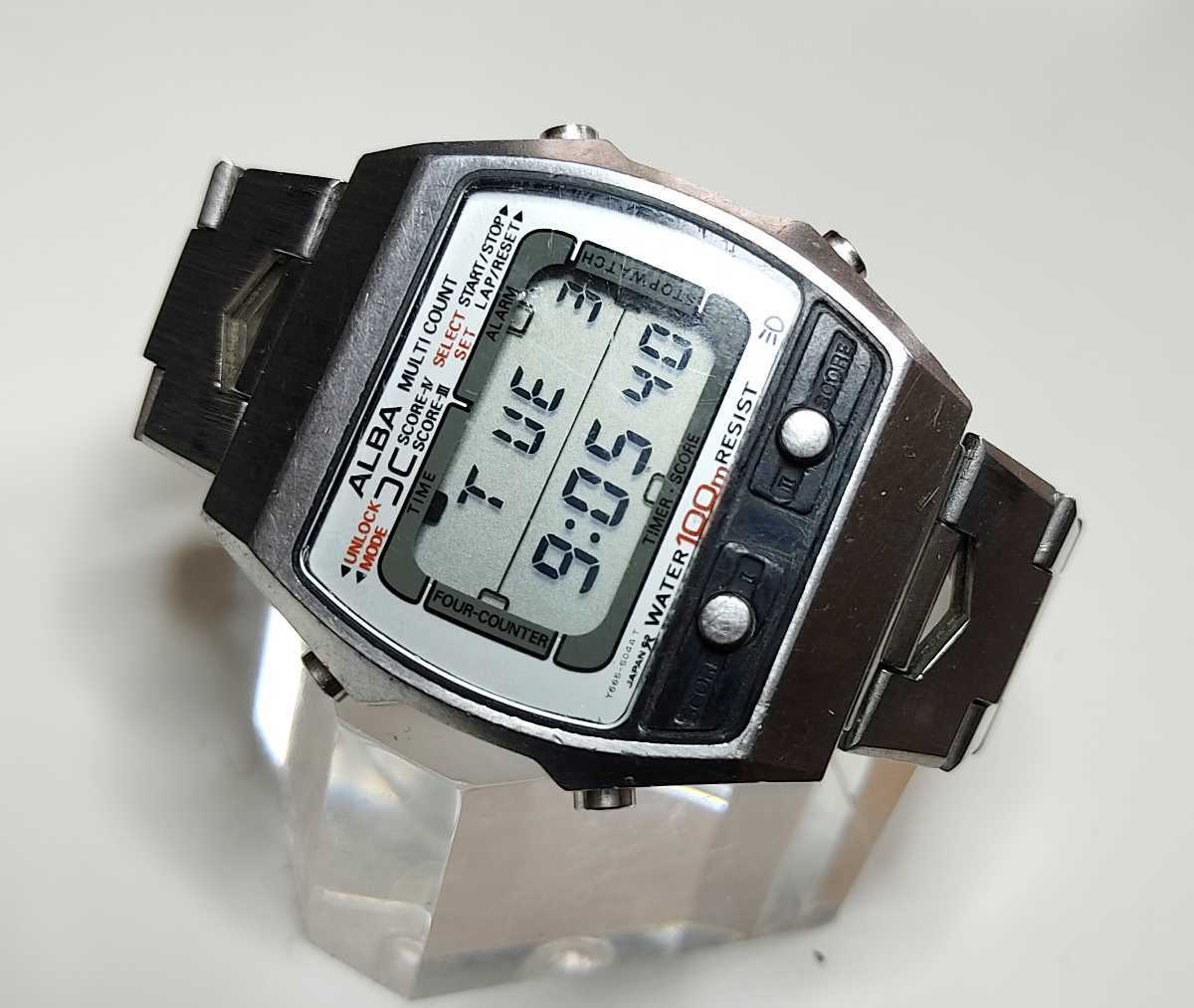 稼働品 ビンテージ SEIKO セイコー ALBA アルバ MULTICOUNT マルチカウント デジタル Y665-5030 メンズ男性腕時計 クォーツ