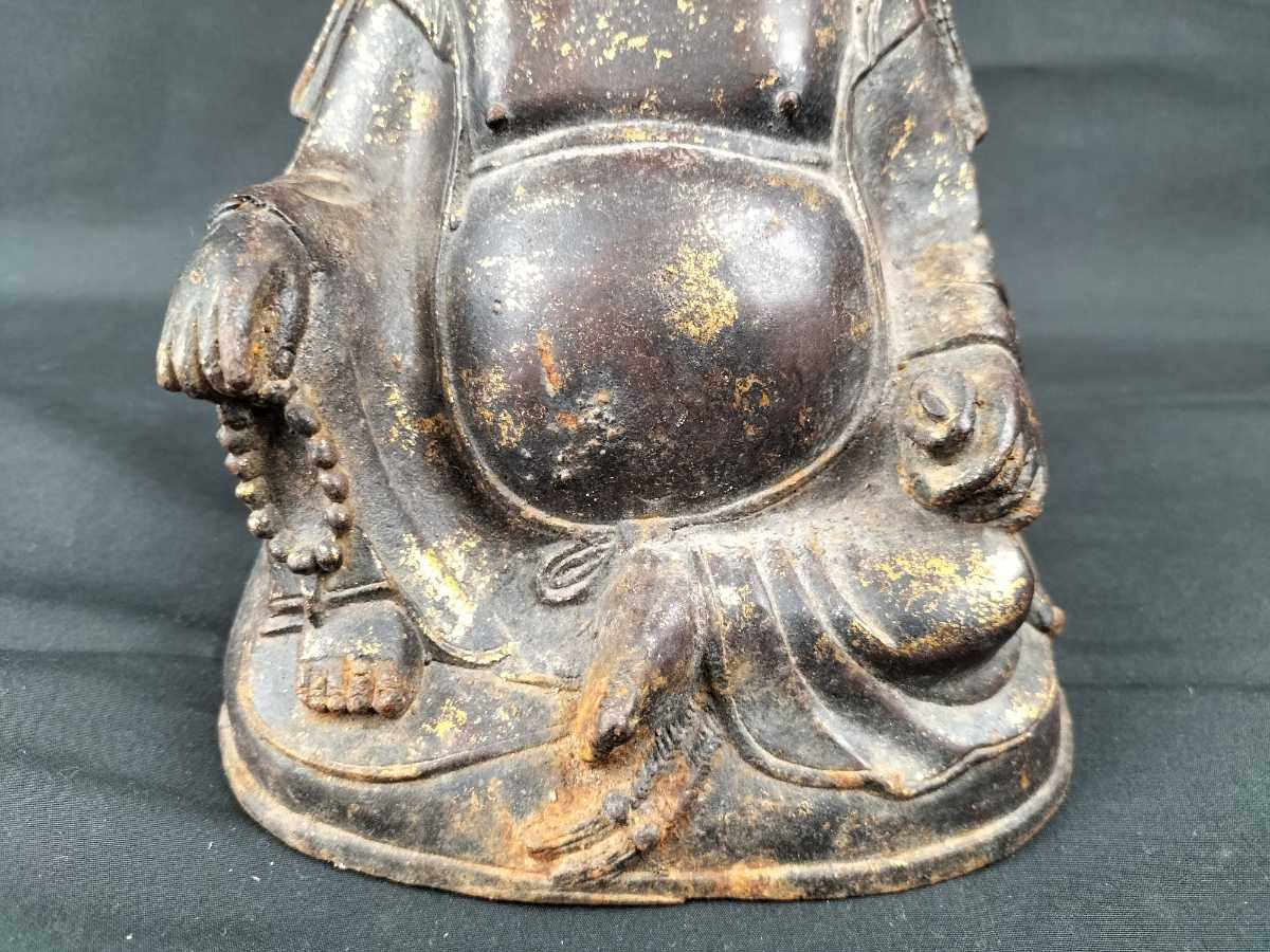 H108 高麗鉄仏 彌勒佛 菩薩坐像 鉄造 鍍金 仏教美術 朝鮮 新羅 唐物 