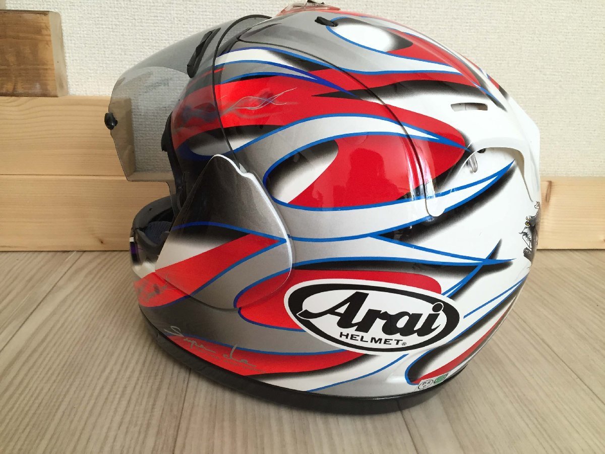 ■ 美品 廃盤 激レア アライ Arai RX-7RR3 HAGA 芳賀 紀行 レプリカ フルフェイス ヘルメット 61.62㎝ XLサイズ 当時物 ★_画像5