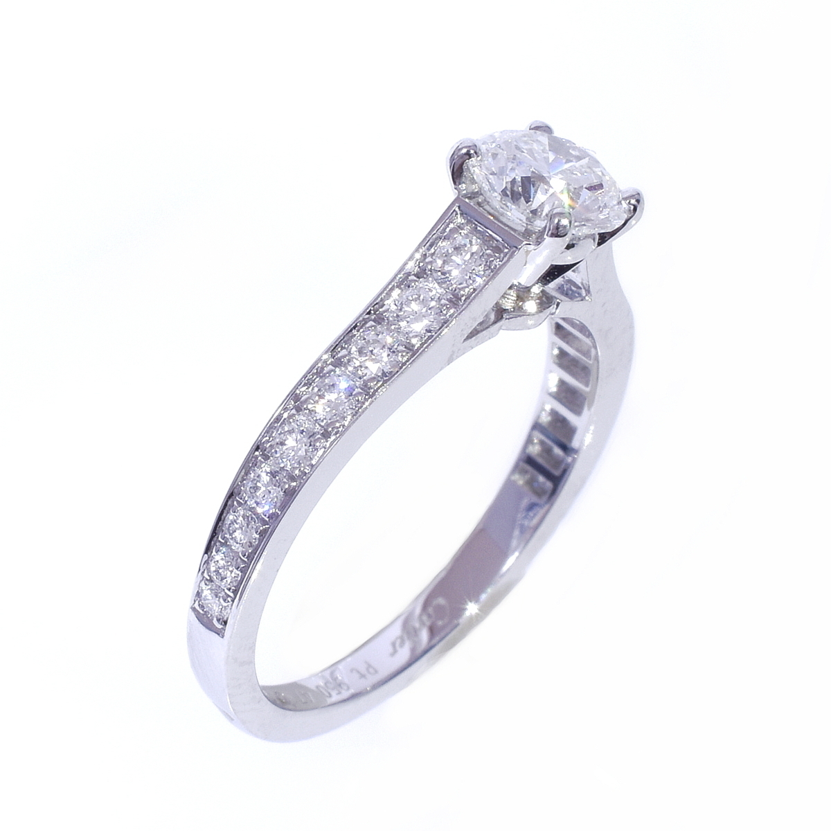  новый товар произведена отделка Cartier санки tail кольцо pt950 diamond 0.53ct G-VVS1-EX #47