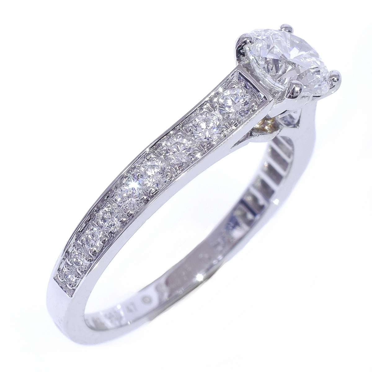  новый товар произведена отделка Cartier санки tail кольцо pt950 diamond 0.53ct G-VVS1-EX #47