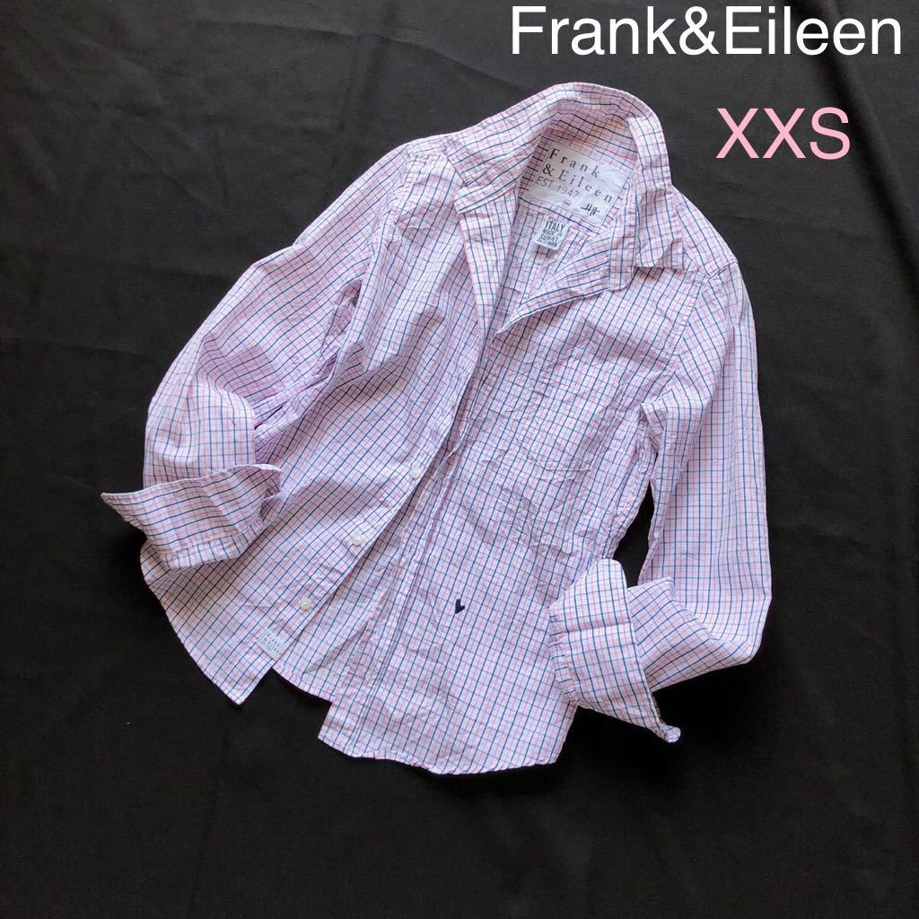 フランクアンドアイリーン ロンハーマン コットン 綿100% チェックシャツ ブラウス 小さいサイズXXS ハート刺繍 ピンク  ブルーFrank&Eileen