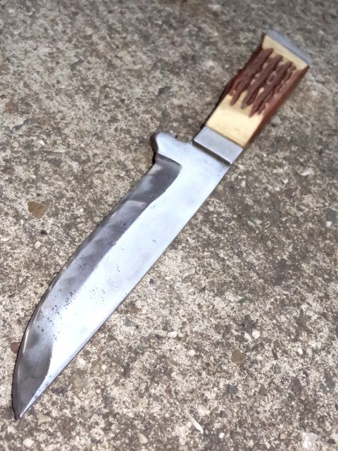 鍛治7派 関兼常作 鍛造 単品製作 折れない曲がらない日本刀のようなフルタングナイフ 短刀 TANTO バトニング 薪割り 全長245mm