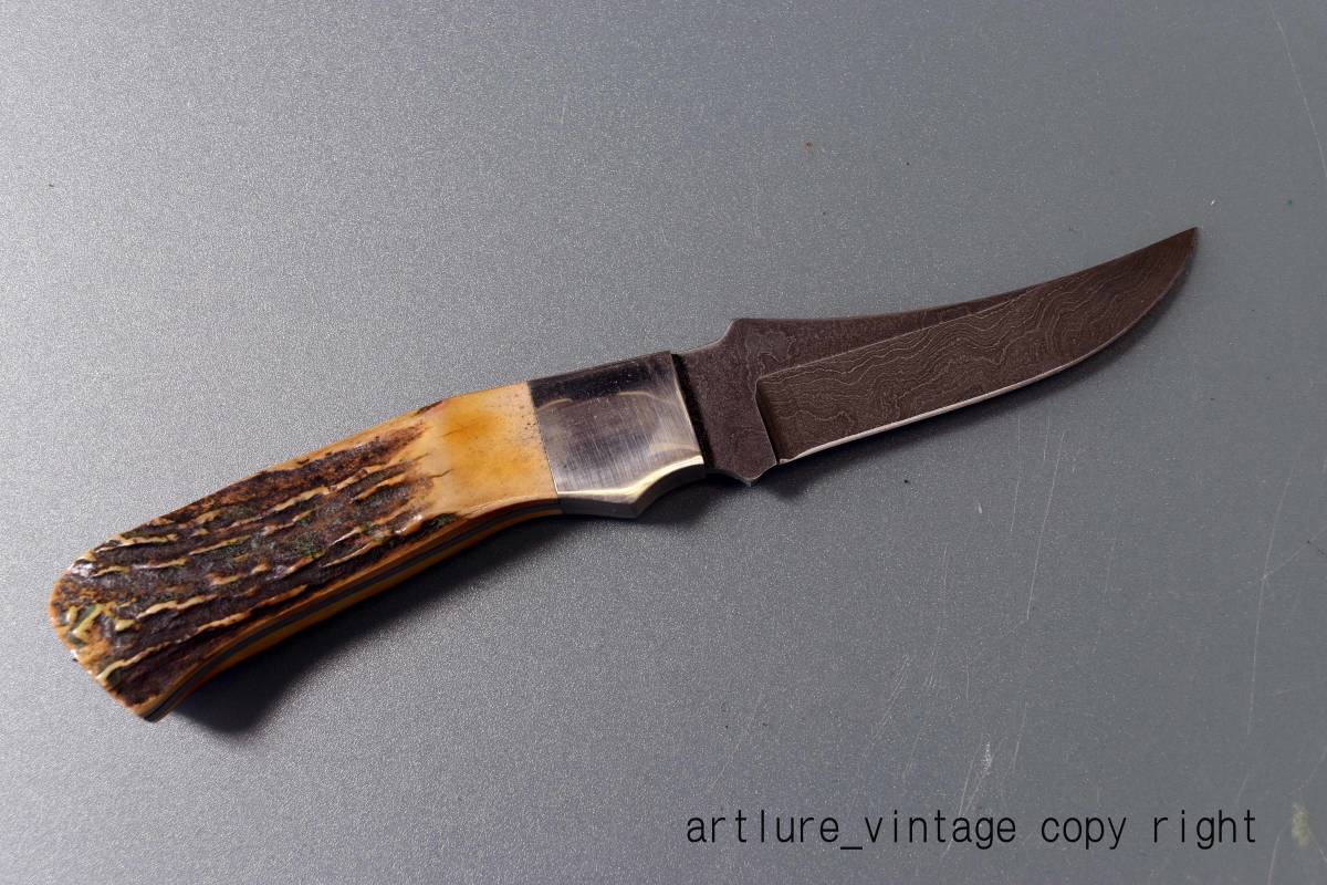 ●★VINTAGE KNIFE; ●★BEAR MGC CUTLEY●★ *544**７-7/8 INCH *●★DAMASCUS* STAG USA MADE(4104）outodoor #fishing_画像6