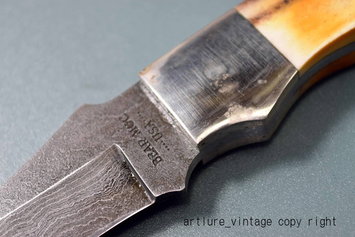 ●★VINTAGE KNIFE; ●★BEAR MGC CUTLEY●★ *544**７-7/8 INCH *●★DAMASCUS* STAG USA MADE(4104）outodoor #fishing_画像9