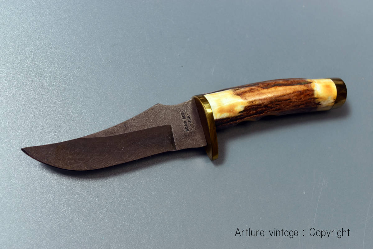 ●★VINTAGE KNIFE; ●★BEAR MGC CUTLEY●★ *590D*hunter*8 INCH *●★DAMASCUS* STAG USA MADE(y1662)#outodoor #fishing