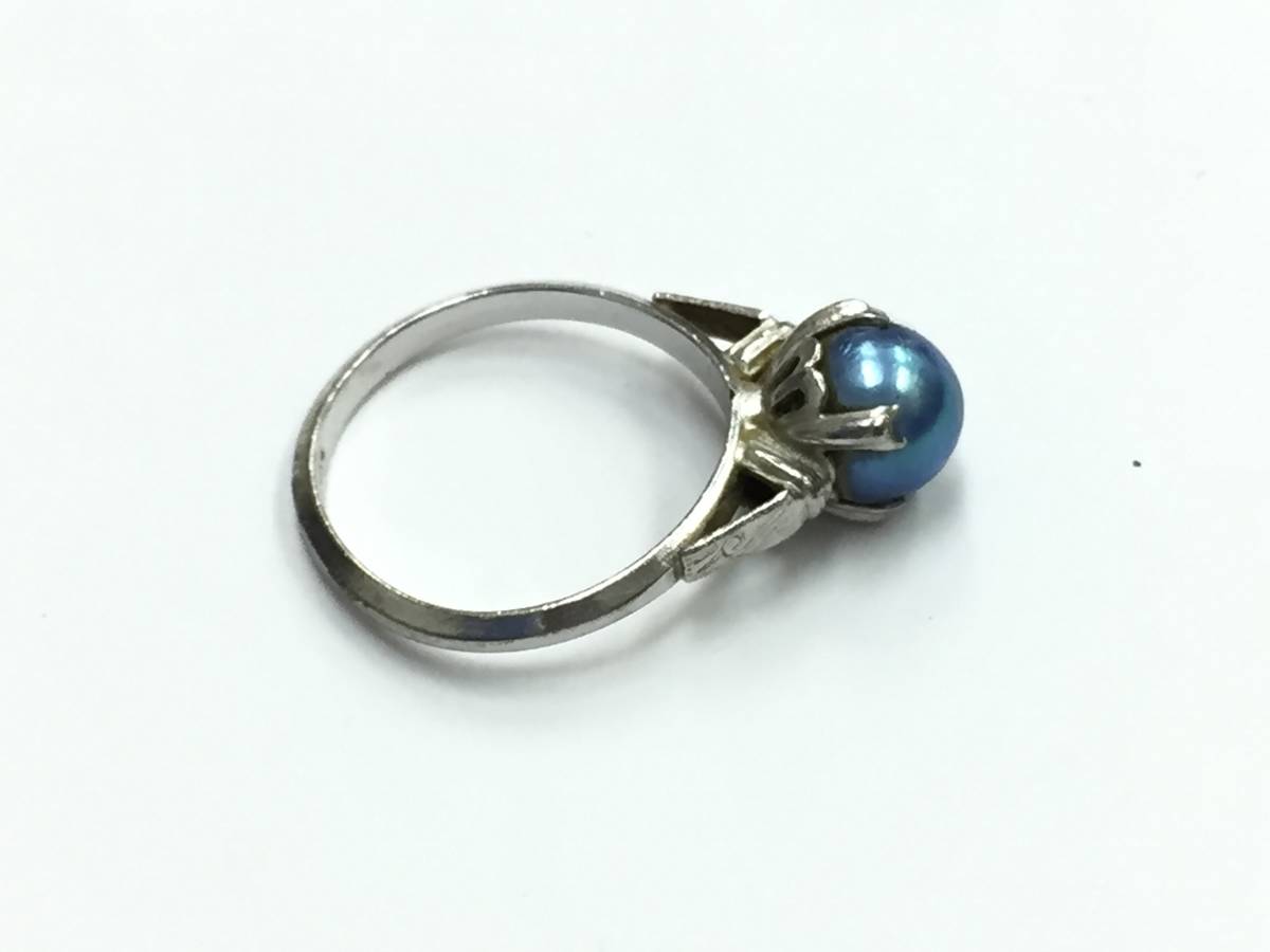 リング 指輪 約10.5号 シルバージー SILVERG 青っぽいパール レトロ アンティーク調 アクセサリー_画像4