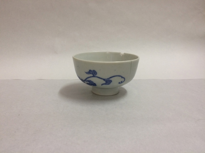 逸品!★こんにゃく印判 ★江戸期 ◆蔦紋茶碗 江戸期!! こんにゃく印判 蔦紋茶碗 22/4_22
