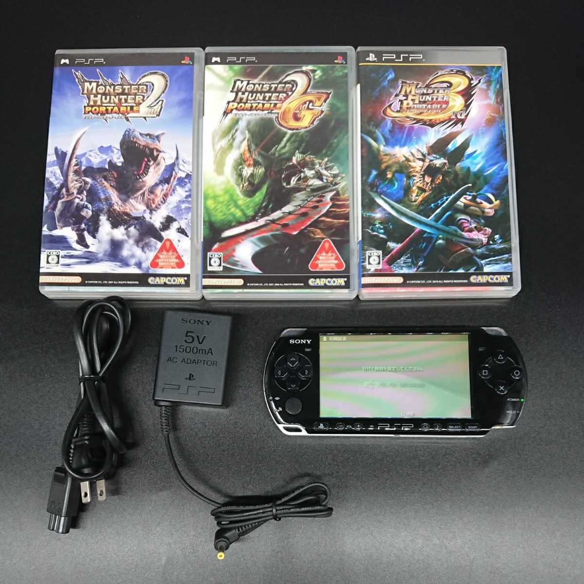 バッテリー有り PSP-3000 本体 ブラック 黒 PlayStation Portable プレイステーションポータブル PSP 通電確認済み 初期化済み_画像1